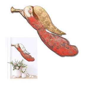 Aniołek do powieszenia na ścianie drewniany 72x20cm malowany czerwony