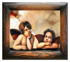 Obraz z Aniołkami 34x41 cm obraz olejny na płótnie w ramie
