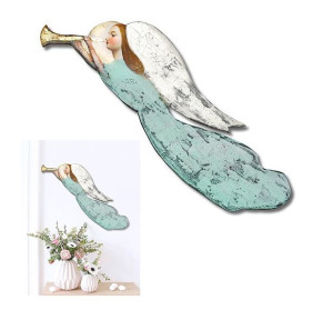 Niebieski Anioł ręcznie malowany drewniany 72x20cm grający