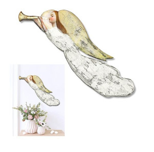 Złoty Anioł ręcznie malowany drewniany 72x20cm grający