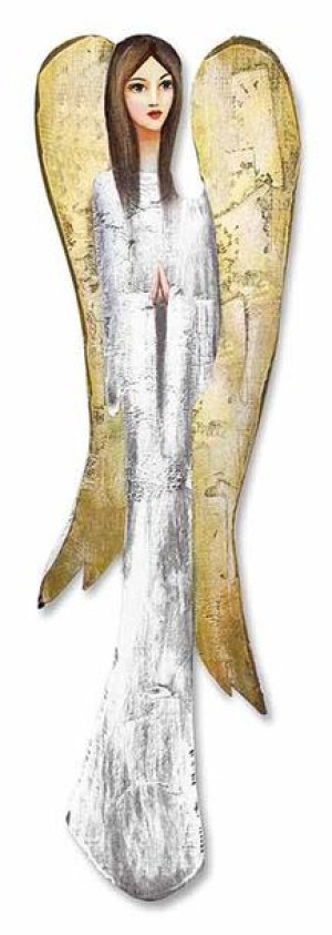 Aniołek drewniany ręcznie malowany 74x20cm złoty