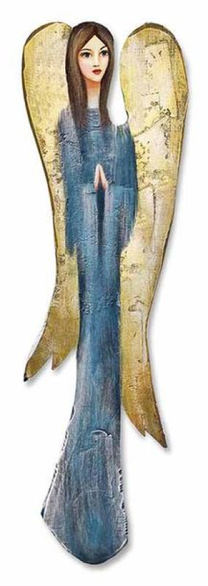 Aniołek drewniany ręcznie malowany 74x20cm granatowy