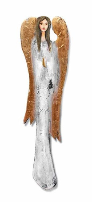 Obraz olejny ręcznie malowany Anioł złote skrzydła 52x15cm