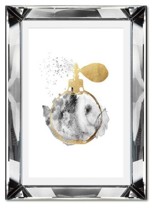 Obraz w lustrzanej ramie do salonu glamour perfumy 31x41cm