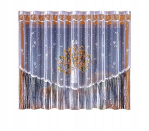 Firanka żakardowa z frędzlami - RÓŻA 160 x 290 cm