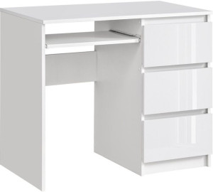 Biurko 3 szuflady prawe BIAŁY Front Połysk MDF