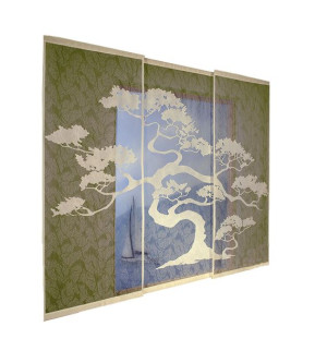 Firanka żakardowa tryptyk BONSAI 250x100cm x 3szt.