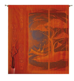 Firanka żakardowa tryptyk AFRYKA 240x70cm x 3szt.(pomarańcz)
