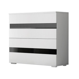 Komoda ERIN 90 4SZ Biała + CZARNY POŁYSK
