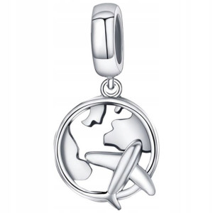 CHARMS SAMOLOT ŚWIAT srebro 925 koralik zawieszka S925 beads