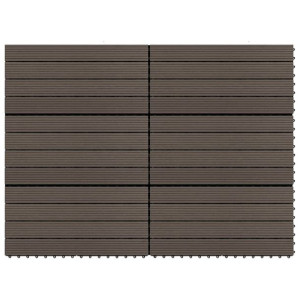Płytki tarasowe, 6 szt., WPC, 60x30 cm, 1,08 m², ciemny brąz