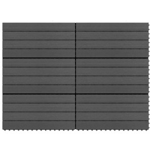 Płytki tarasowe, 6 szt., WPC, 60x30 cm, 1,08 m², czarne