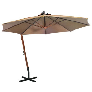 Parasol ogrodowy, na jodłowym słupku, taupe, 3,5x2,9 m