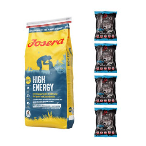 Pakiet Josera High Energy Łosoś Psy Sportowe Hodowlane 15 kg + 4 Przysmaki