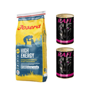 Pakiet Josera High Energy Łosoś Psy Sportowe Hodowlane 15 kg + 2 x Rafi Cla