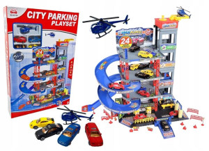 Duży Garaż Piętrowy Parking Autka Helikopter Myjni