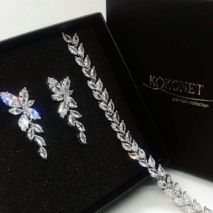 Komplet ślubny FLORES silver + ROSANA silver
