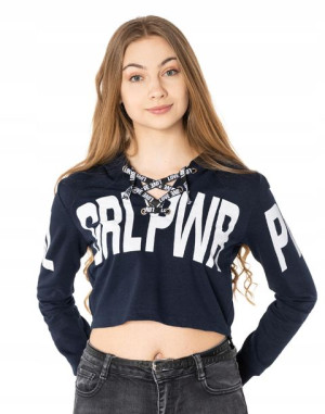 Młodzieżowa Krótka Bluzka Crop Top Bluza 842-3 r S