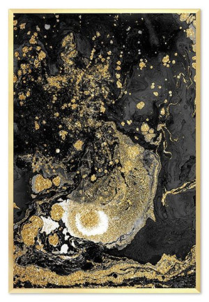 Obraz na płótnie w złotej ramie 63x93cm złote krople