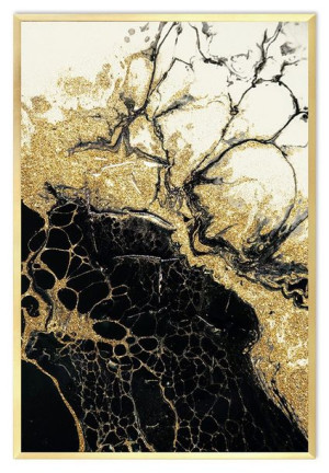 Obraz na płótnie w złotej ramie 63x93cm złote drzewa