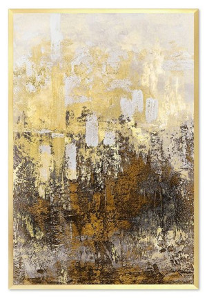 Obraz na płótnie w złotej ramie 63x93cm złota mgła