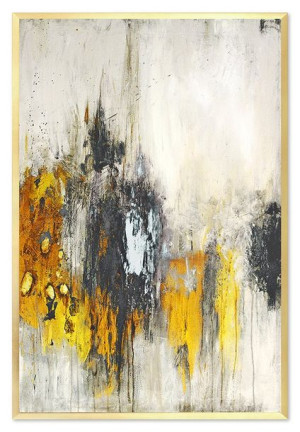 Obraz na płótnie w złotej ramie 63x93cm złota mgła