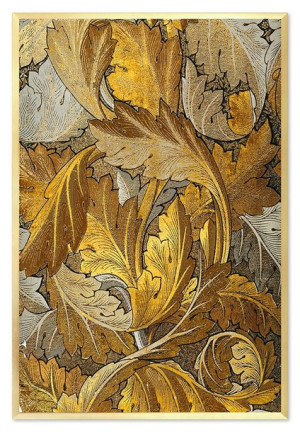 Obraz na płótnie w złotej ramie 63x93cm złote liście