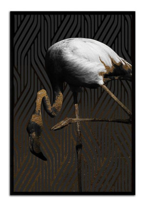 Obraz na płótnie w ramie 63x93cm złoty flaming