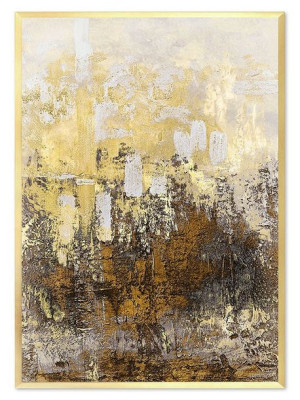 Obraz na płótnie w złotej ramie 53x73cm złota mgła