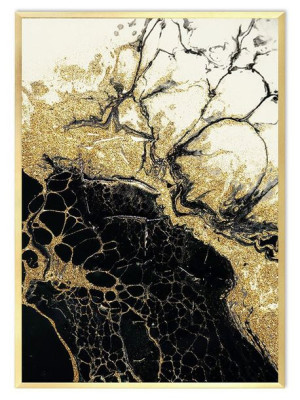 Obraz na płótnie w złotej ramie 53x73cm złote drzewa