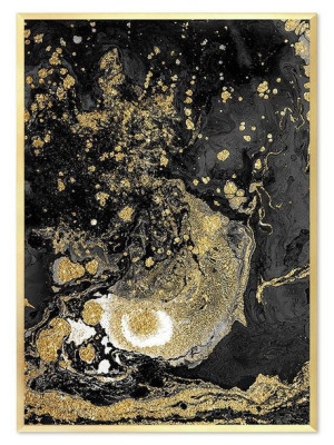 Obraz na płótnie w złotej ramie 53x73cm złote krople