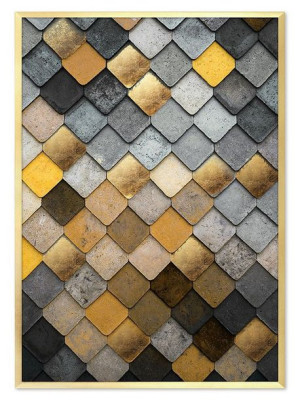 Obraz na płótnie w złotej ramie 53x73cm złote łuski smoka