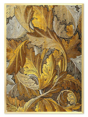Obraz na płótnie w złotej ramie 53x73cm złote liście