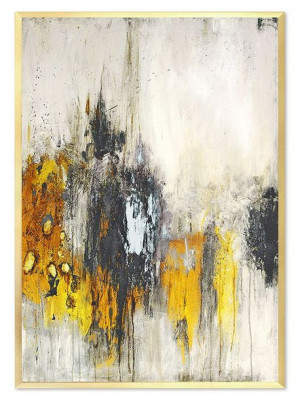 Obraz na płótnie w złotej ramie 53x73cm złota mgła