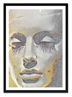 Obraz na płótnie w ramie 53x73cm złota twarz