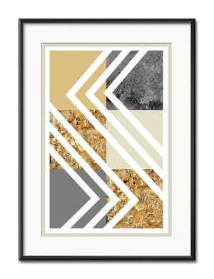 Obraz do salonu w ramie 31x41cm złota abstrakcja
