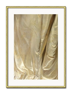 Obraz do salonu w złotej ramie 31x41cm złoty jedwab