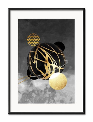 Obraz do salonu w ramie 31x41cm złote planety