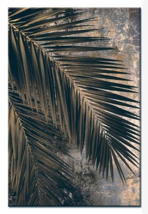 Obraz na płótnie do salonu 60x90cm złote liście