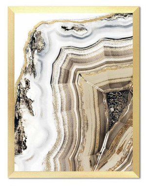 Obraz na płótnie w złotej ramie 33x43cm złoty minerał