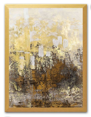 Obraz na płótnie w złotej ramie 33x43cm złote drzewa