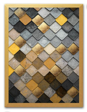 Obraz na płótnie w złotej ramie 33x43cm złote łuski smoka