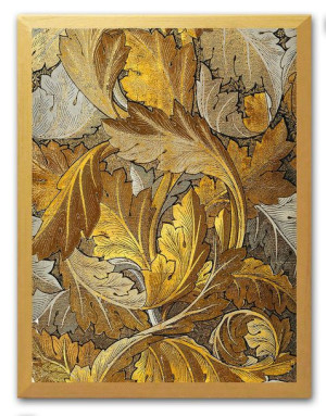 Obraz na płótnie w złotej ramie 33x43cm złote liście