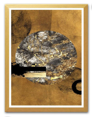 Obraz na płótnie w złotej ramie 33x43cm złoty minerał