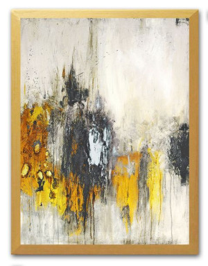Obraz na płótnie w złotej ramie 33x43cm złota mgła