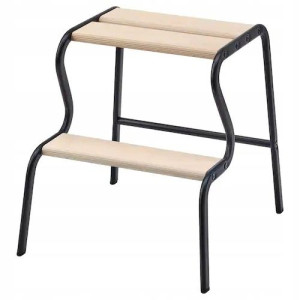 Taboret Ze Schodkiem Czarny / Brzoza Grubban