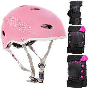 Zestaw RAVEN Kask F511 Pink M +Ochraniacze M
