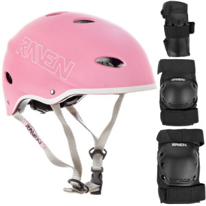 Zestaw RAVEN Kask F511 Pink M + Ochraniacze M
