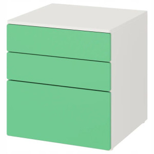 Komoda 3 Szuflady Smastad Biała / Zielona 60x57x63