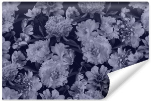 Fototapeta DO SYPIALNI Piwonie Efekt 3D w Odcieniach Szarego 368cm x 254cm